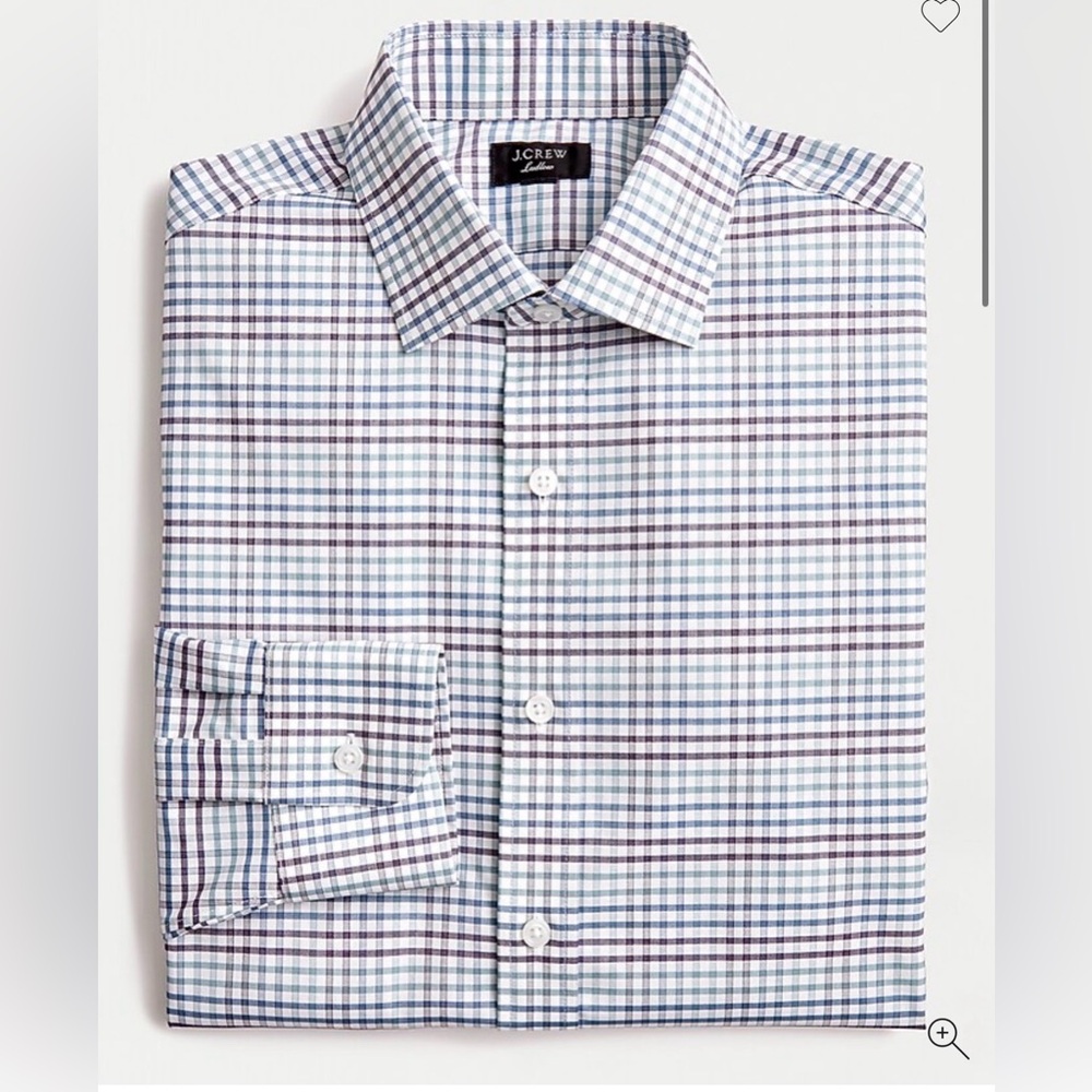 J.CREW Ludlow slim button down size 15/34 blue green purple in simple Check